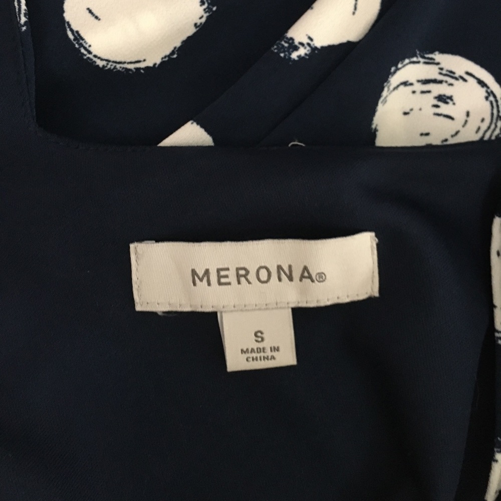 Target Merona Sleeveless Polka Dot Dress, Navy White, Good for Work! Fit & Flare - Picture 8 of 8